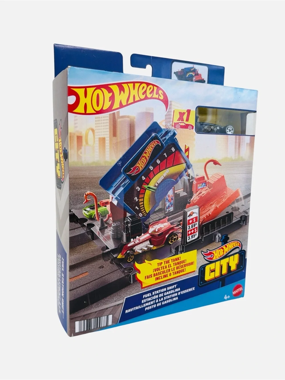 Hot Wheels City Fuel Station Shift Playset Gas Station Track Set (Car Included)